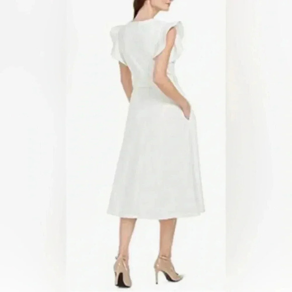 Calvin Klein Women's Flutter Sleeved A-line Dress with Self-Fabric Belt Size 10 - Picture 5 of 9